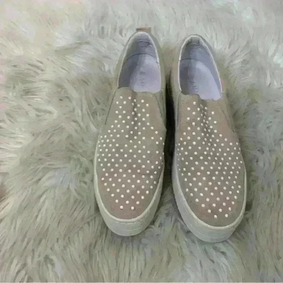 DANIEL Scilla Nude Suede Pearl Embellished Flatform Trainer sz 6 - Picture 6 of 13